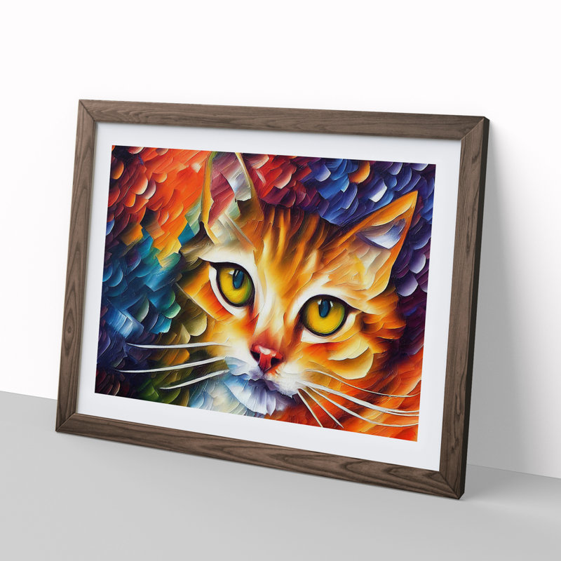 Cat Vol.5 Abstract - Framed Print, 25cm H x 34cm W x 2cm D, Walnut Framed