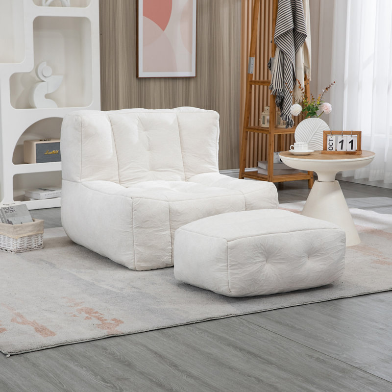Fauteuil à billes Fluffy, Velours blanc
