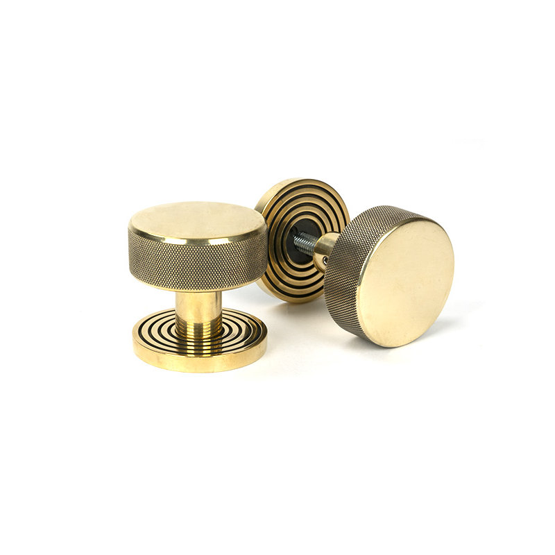 Brompton Interior Mortise Knobset, Aged Brass