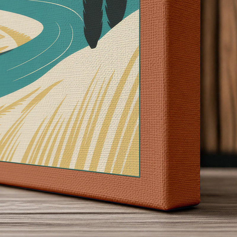 Valley of Cypress Trees Scandinavian 1 Piece Wrapped Canvas Wall Art, 30x20 - 76.2 x 50.8 cm, Terracotta Border