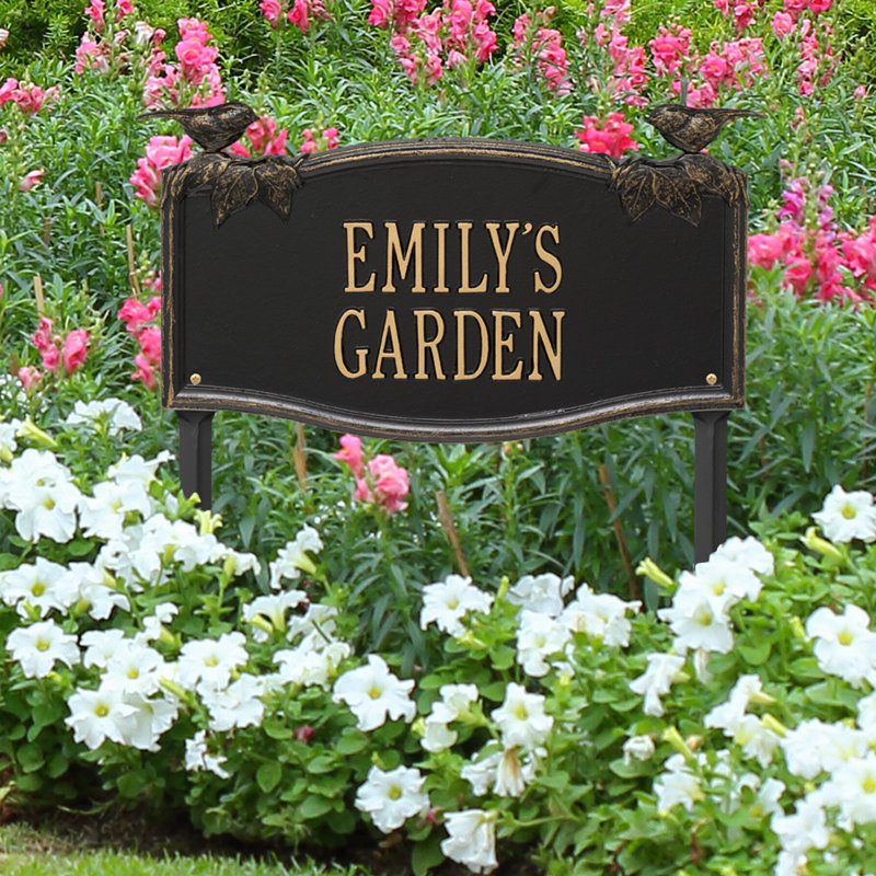 Chickadee Garden Sign, Black/Gold, Yes