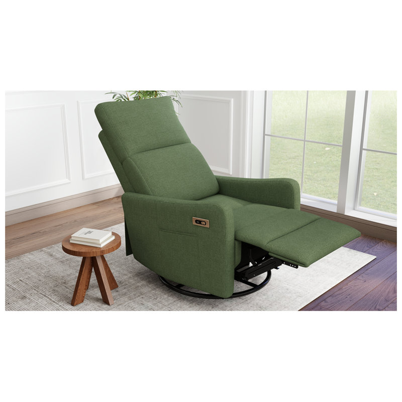 Fauteuil inclinable pivotant vert foncé à rotation à 270 °, fauteuil berçant en velours flocon de neige pour le salon et la chambre de bébé