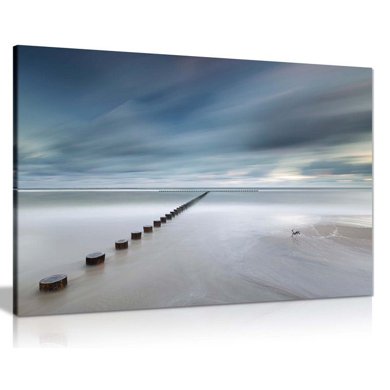 Panther Print Fine Art Prints Sea Water Breaker & Blue Skies Artistic Framed Canvas Prints, Pictures For Home Walls, Bedroom, Living Room & Bathroom Decor - Wrapped Canvas Art Prints