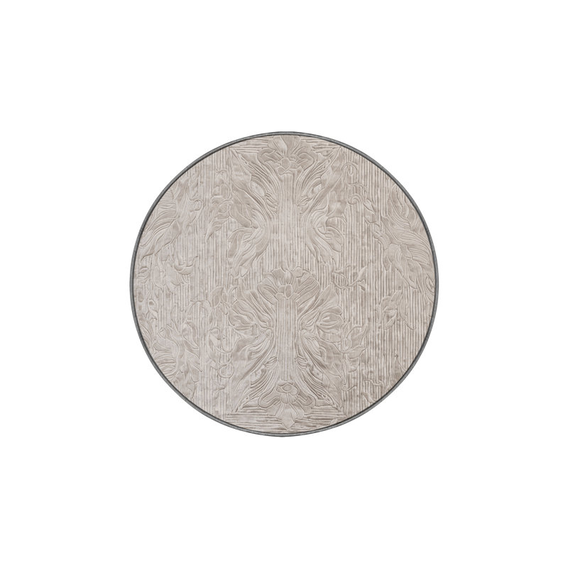 Tapis gris soyeux et moelleux, Rond 3 pi