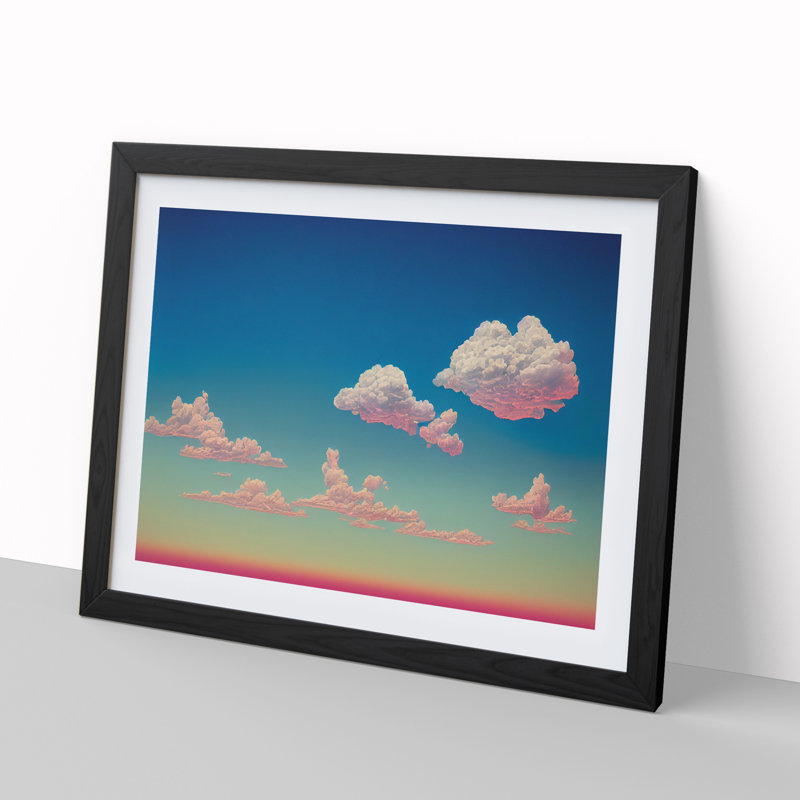 Idyllic Clouds - Single Picture Frame Print, Black, 46cm H x 64cm W
