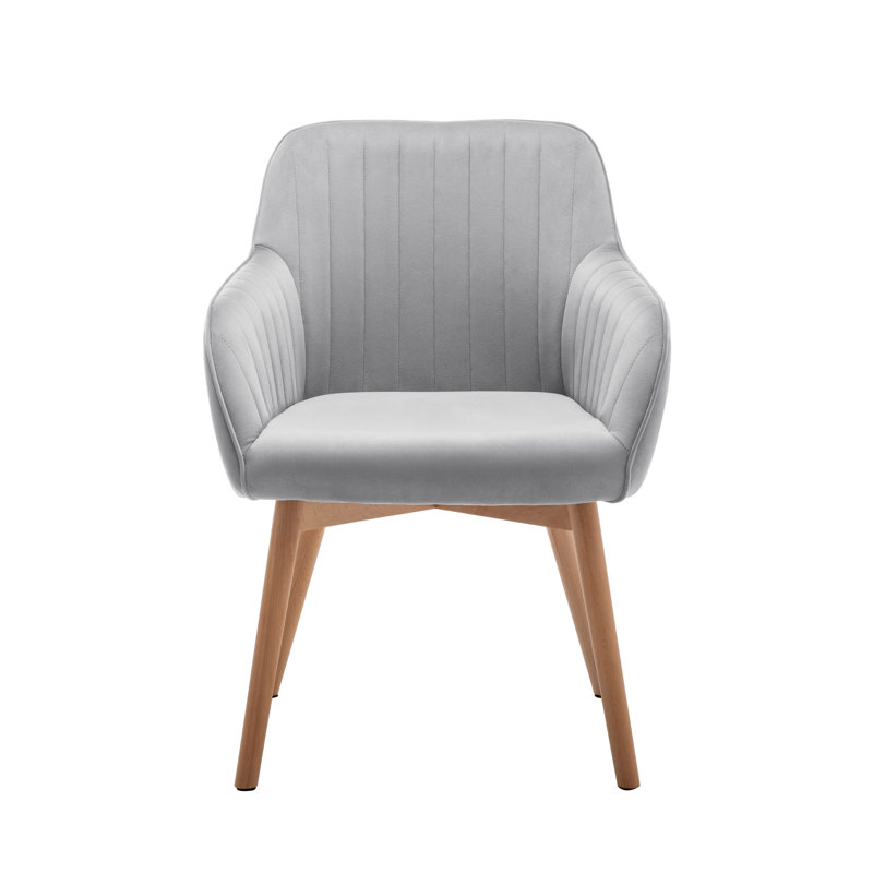 46cm H Velvet Upholstered Upholstered Back Armchair, Grey