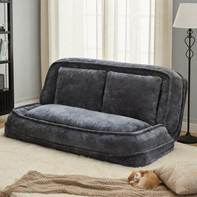 Canapé-lit double pour personnes et animaux de compagnie, causeuse ajustable à 5 positions et lit pour chien, chenille, gris foncé