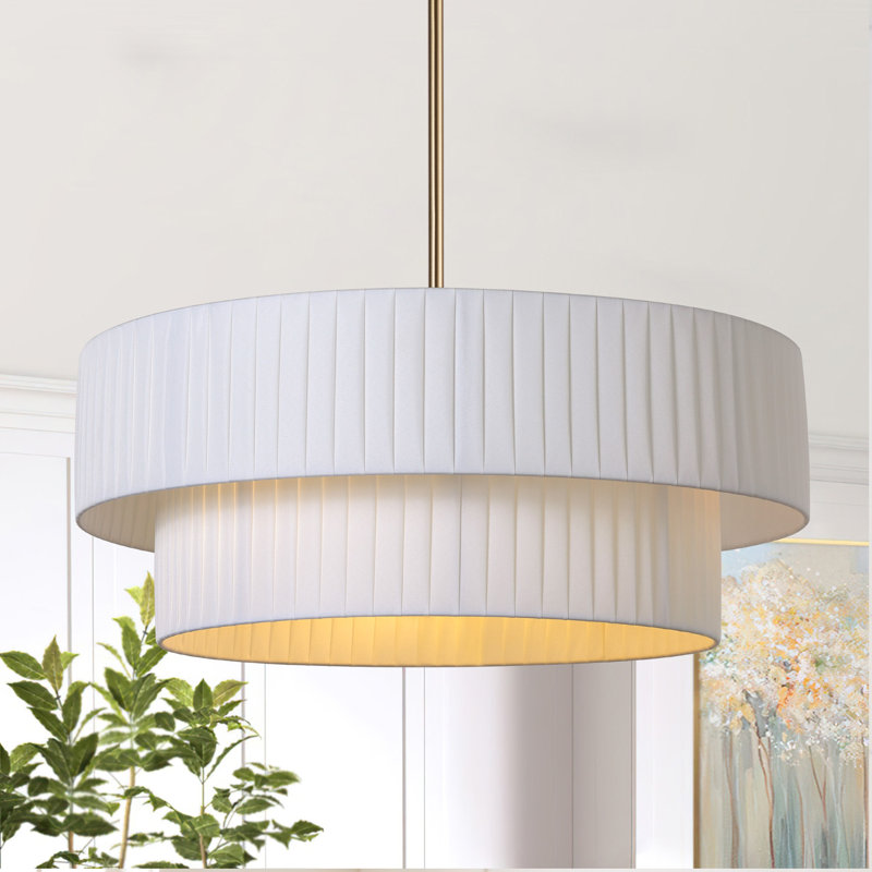 Reihan 3 - Light Dimmable Drum Chandelier, Gold, 7.4" H x 19.6" W x 19.6" D