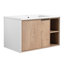 Meuble-lavabo de 30 po avec lavabo en céramique. Fixé au mur. Porte à fermeture en douceur. Apparence moderne en chêne imitation. Contreplaqué 30 po. Aspect chêne. Base