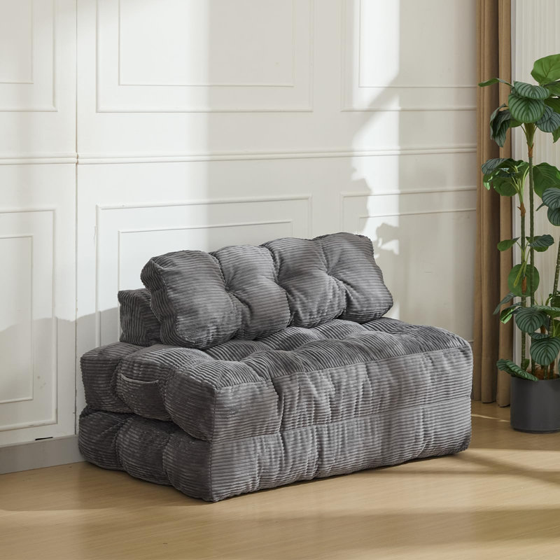 Full / Double 200cm Upholstered Convertible Sofa, Gray, Gray