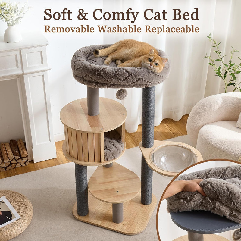 Cat Tree, 48" H x  23" W x  19" D, GRAY