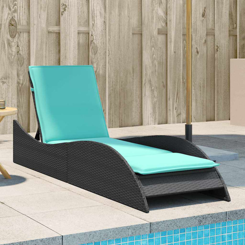  Chaise longue en polyester 23,6 po x 80,7 po x 28,7 po, Turquoise, Black
