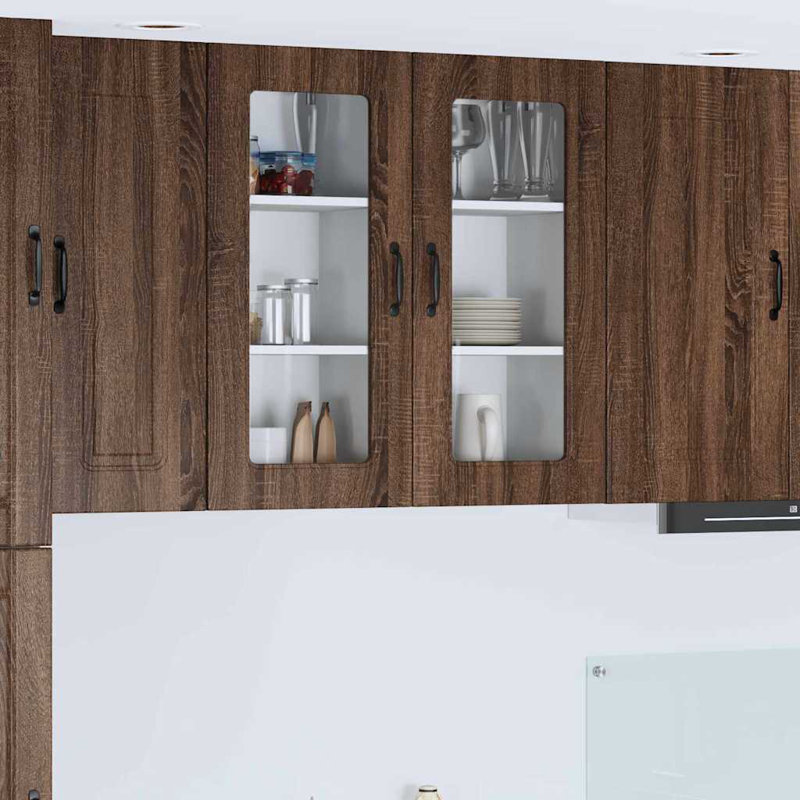 Vidaxl Kitchen Wall Cabinet Black 40 X 31 X 80 Cm Engineered Wood, Brown Oak