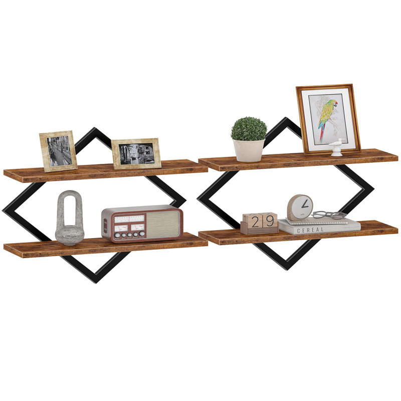 2 Piece Bracket Shelf, Rustic Brown/ Black