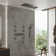 Rodeo 36-Inch LED & Music Rainfall Thermostatic Shower System with Slide Bar and 2-in-1 Handheld