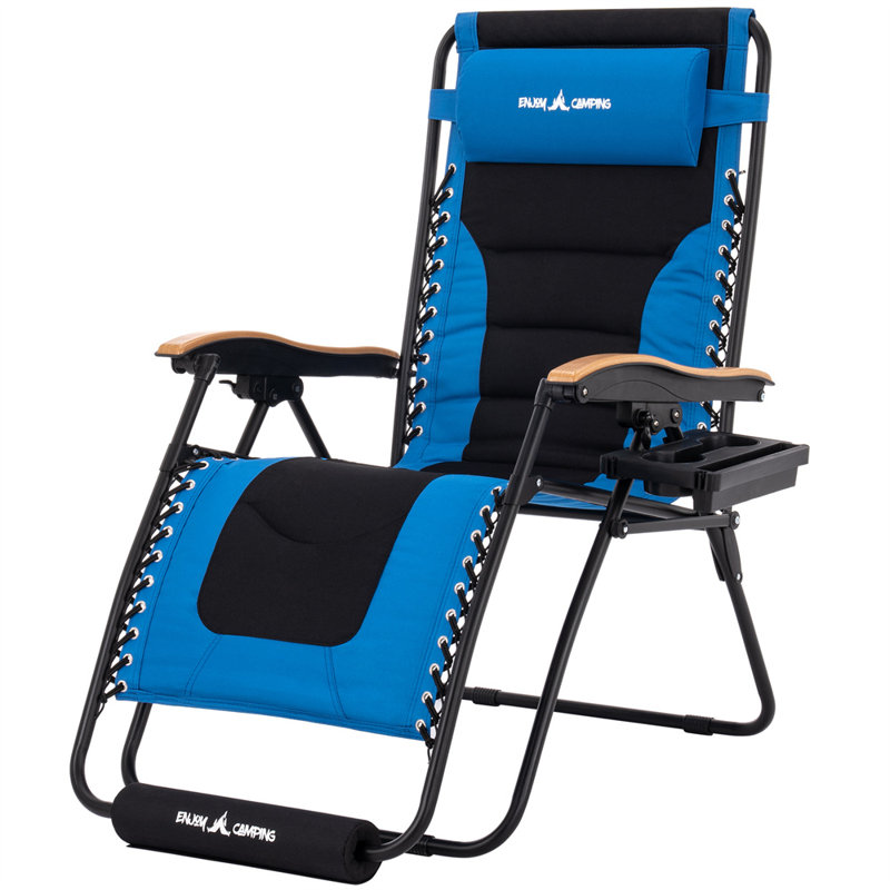 Chaise inclinable zéro gravité avec coussin, Bleu / noir