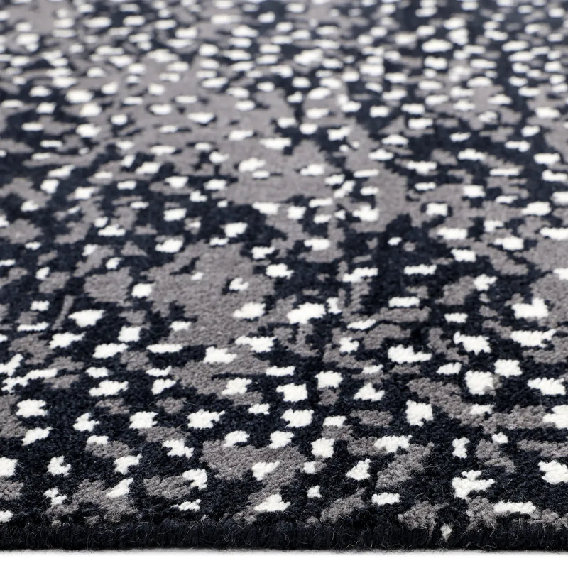Viviana Abstract Area Rug in Black/Gray/White, Rectangle 8' x 10'