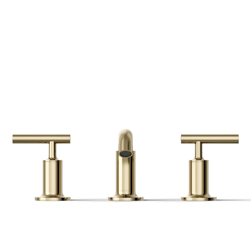 Purist Widespread Bathroom Faucet with Drain Assembly, Vibrant French Gold