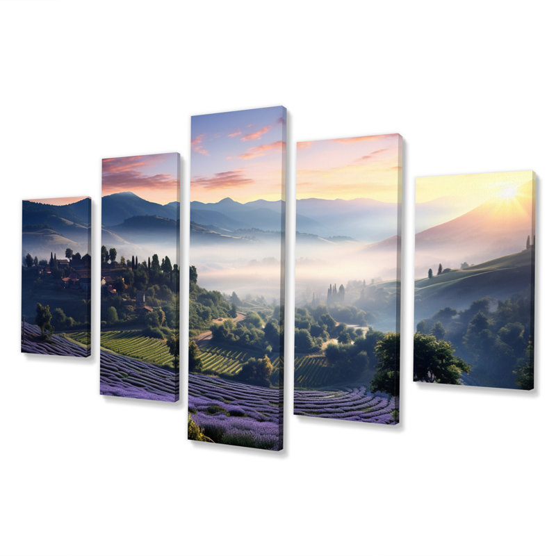 «French Misty Morning In Provence I» sur toile, reproduction de 5 pièces