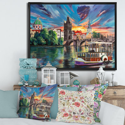 Cityview of Prague par Sunset - Peinture sur toile