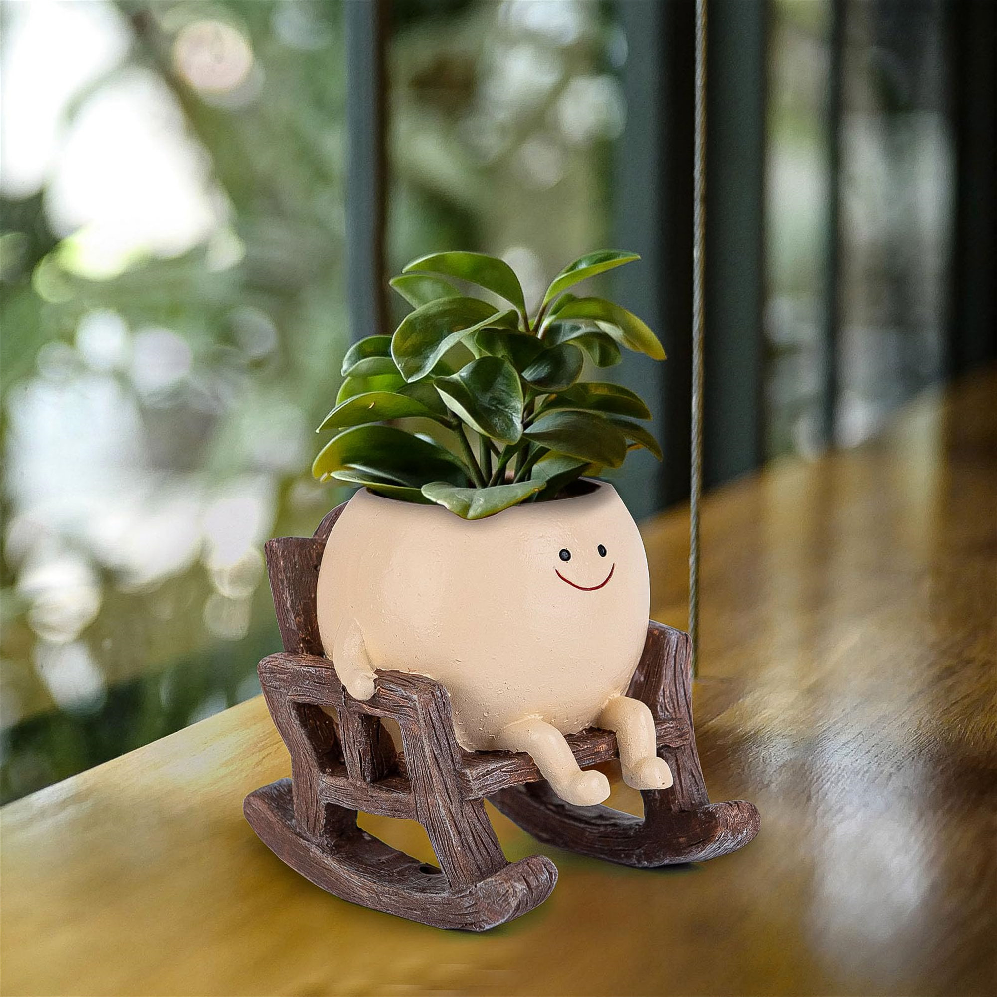 World Menagerie Smily Face Planter Pot Cute Resin Flower Head Planters ...