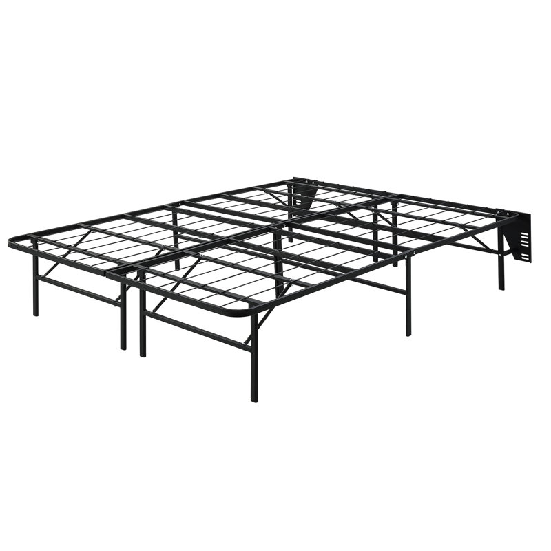 Lit en métal pleine grandeur pliable - métal noir, fabrication, pour cadre de chambre à coucher à profil haut noir, simple à assembler, support de poids de 1000 lb