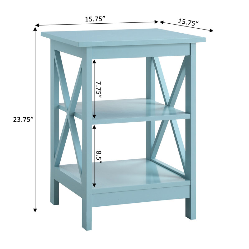Table de bout avec rangement Darek, Bleu écume de mer