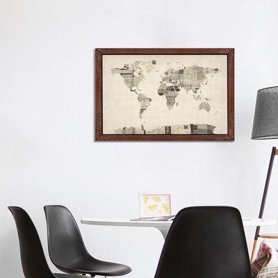 Vintage Postcard World Map by Michael Tompsett - Print on Canvas