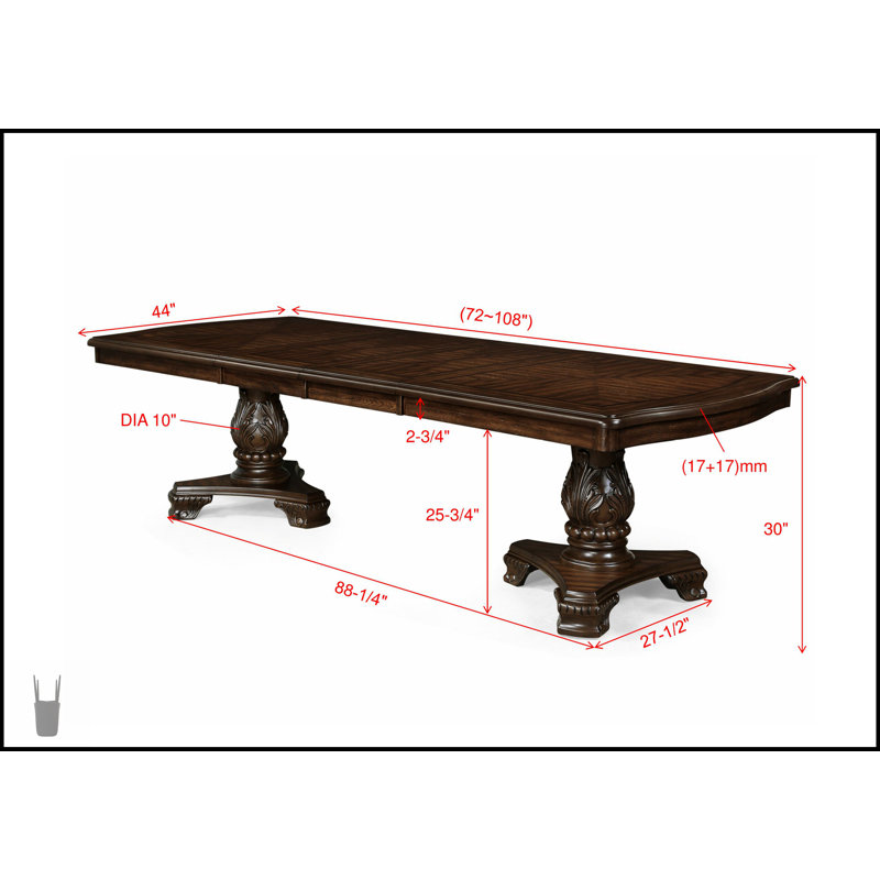 Table de salle à manger rectangulaire formelle 9 pièces avec rallonge de 18 pouces, finition brun café foncé riche, ensemble en bois massif