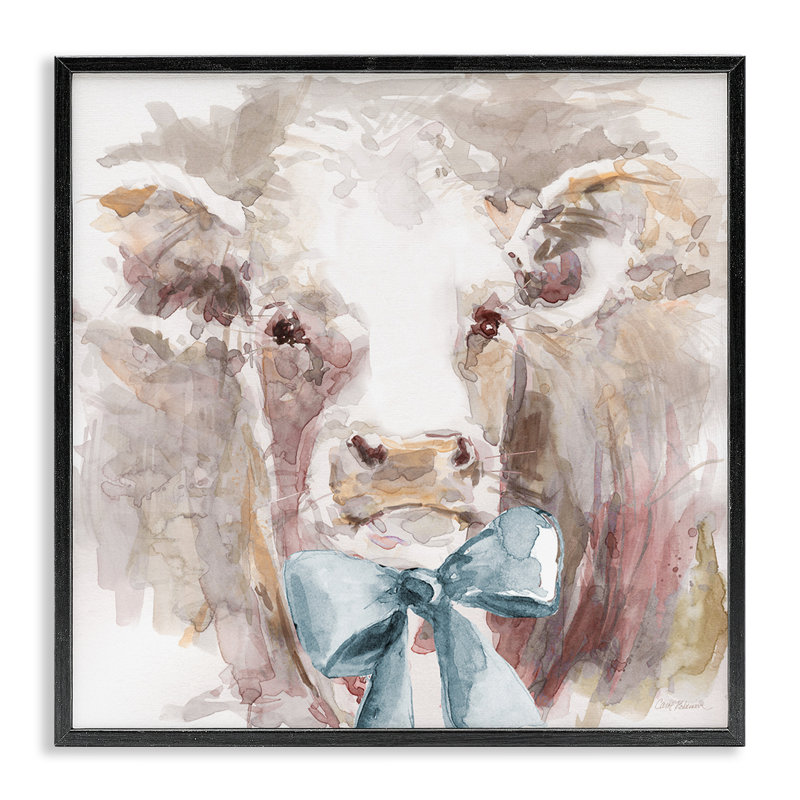 Vache douce et abstraite, giclée encadrée, design par Carol Robinson, Giclée encadrée noir minuit, H 24 po x l 24 po
