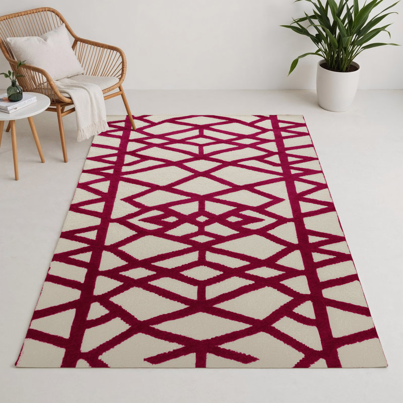 Trellis Beige Indoor and Outdoor Area Rug, Rectangle 5' x 7'