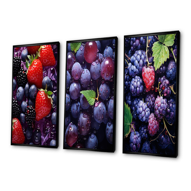 Ensemble de 4 décorations murales Vibrant Violet, H 28 po x l 36 po, Cadre flottant noir
