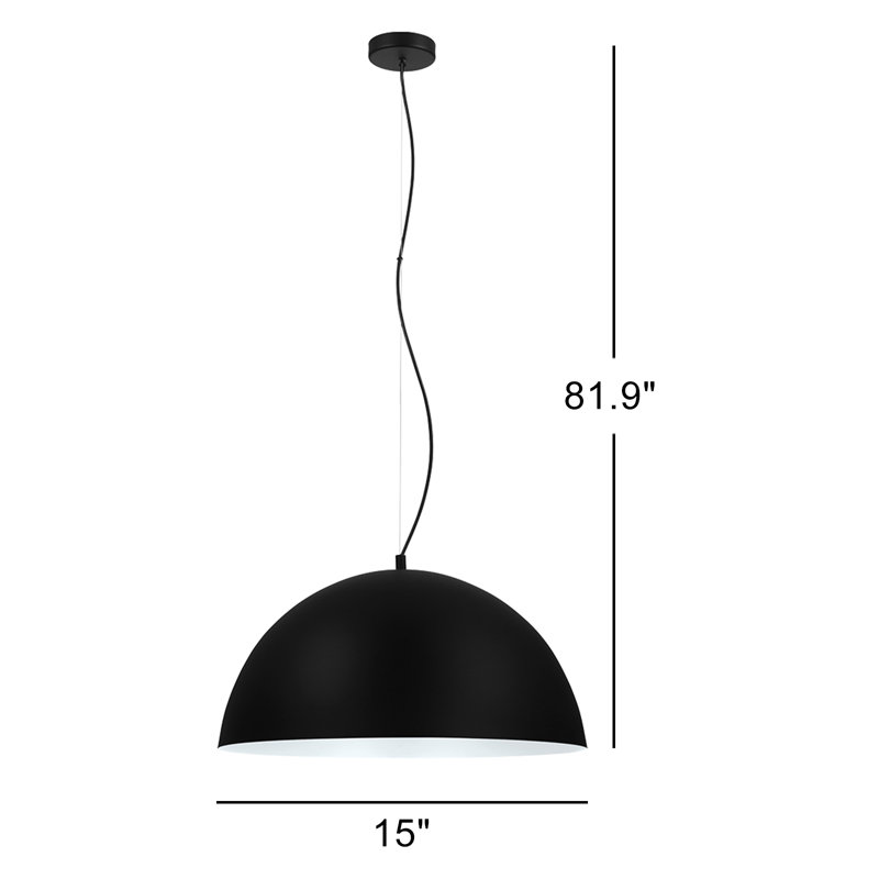 Ainslee 1 - Light Single Pendant, Black/White, 81.9" H x 15" W x 15" D