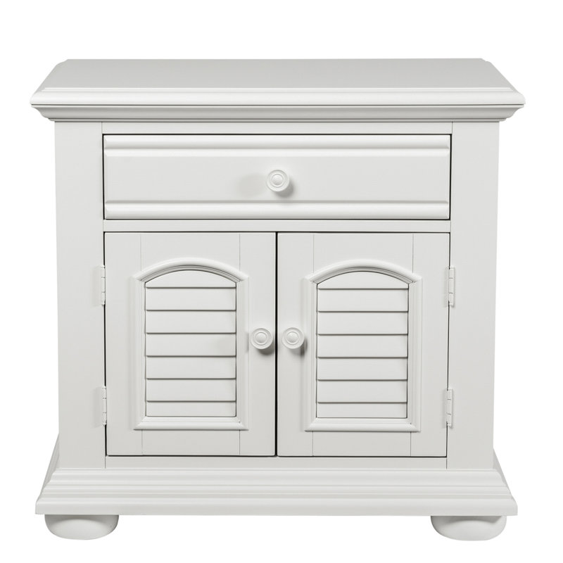 Alvy Nightstand w/ Drawer & Cabinet, White