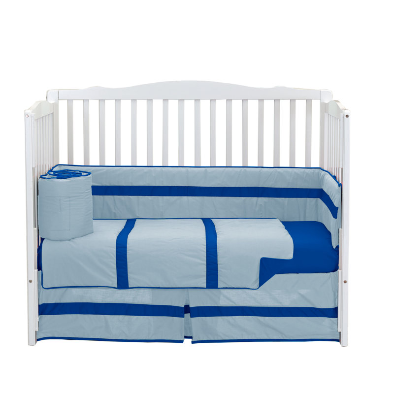 Volant poussière pour lit de bébé Hillard, Bleu pâle/gris