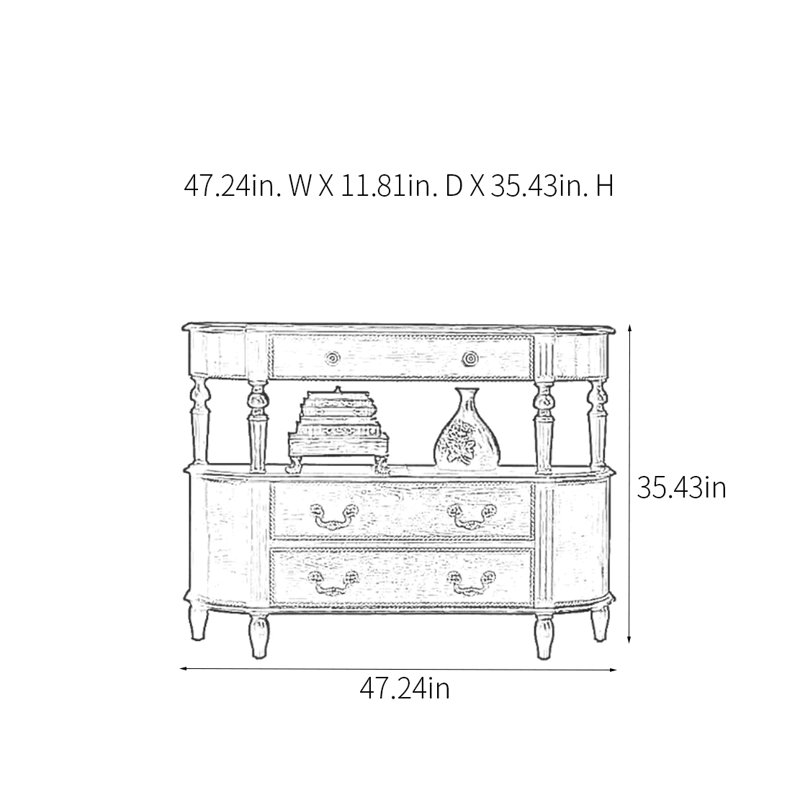 Classical Art Solid Wood Console Table, 35.43" H x 47.24" W × 11.81" D