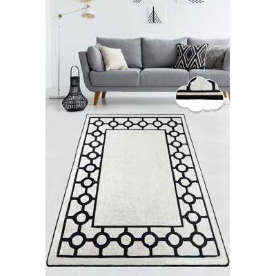 Premium Ecru Carpet (59 x 94 Inches), 100% Polyester, Total Thickness: 0.4 Inches | Antibacterial, Non-Slip Underside, Machine Washable | Perfect for Living Room, Bedroom & Home Décor, Soft and Durable
