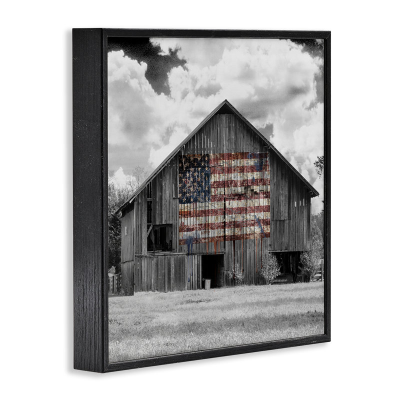 Estampe numérique patriotique rustique, design par Sophie 6, H 24 po x l 24 po, Giclée encadrée noir minuit