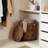 Round Hand-woven Water Hyacinth Rolling Laundry Hamper with Lid & Brake Casters, Metal Frame Large Capacity Wicker Storage Basket, Farmhouse Portable Clothes Organizer Bin for Bedroom Living Room Porch