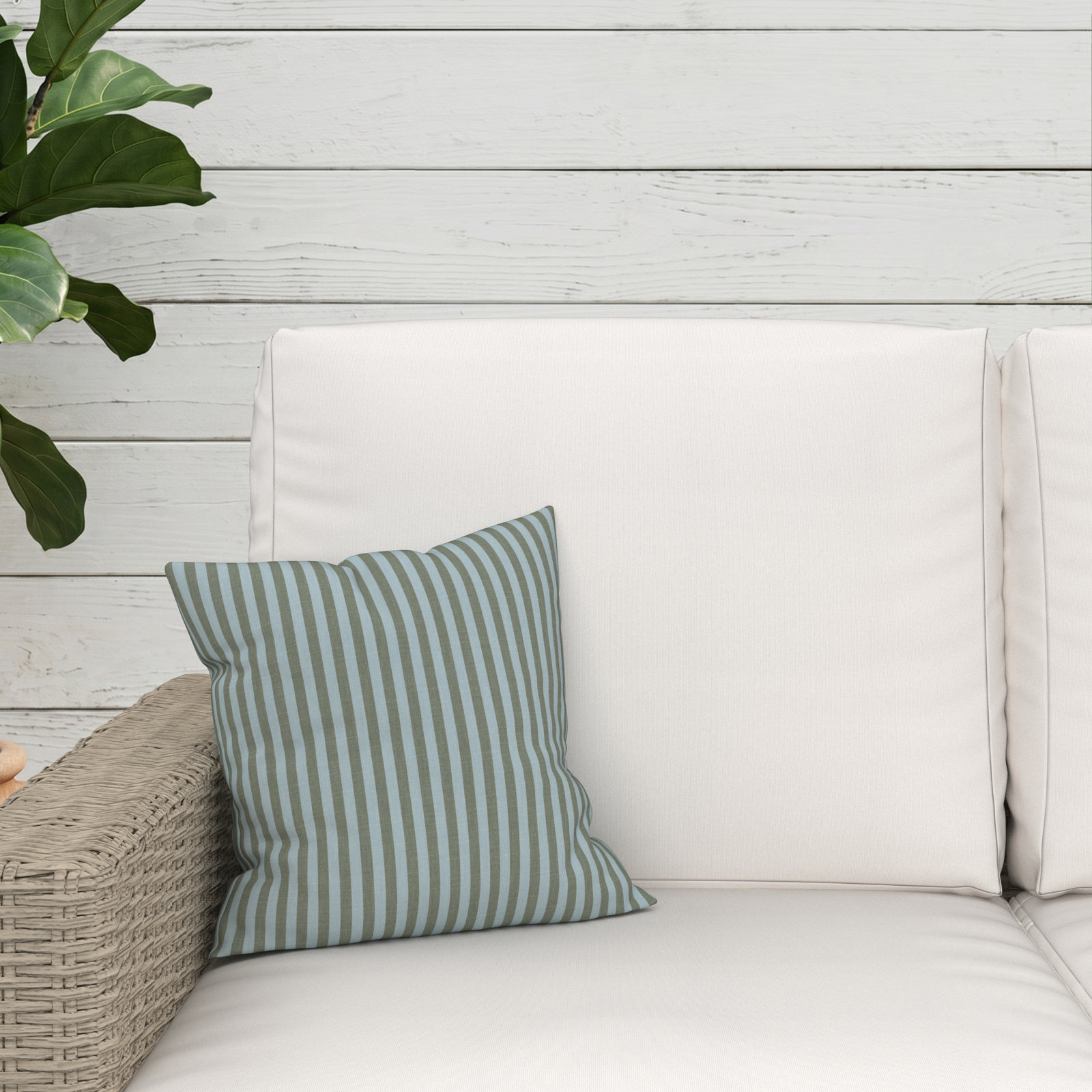 Lani Sunbrella Outdoor/Indoor Throw Pillow, Square 14", Sail Away Aloe