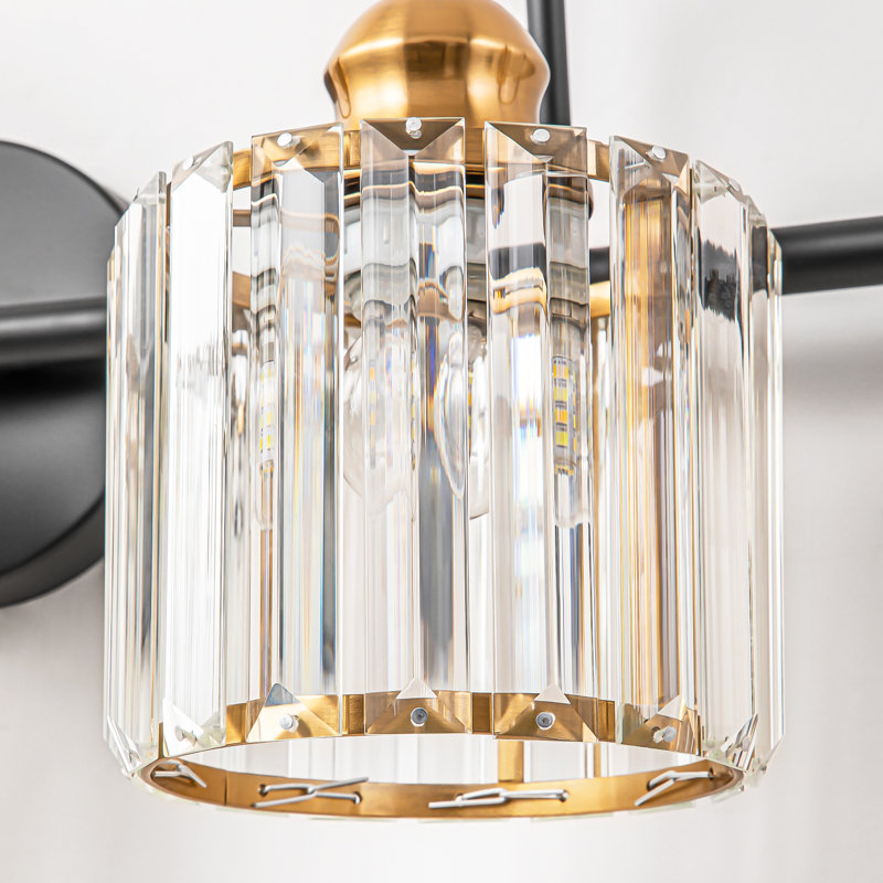Éclairage pour salle de bain à 3 lumières à intensité variable en cristal doré / noir Gjystina, Noir / or, 4 Lights