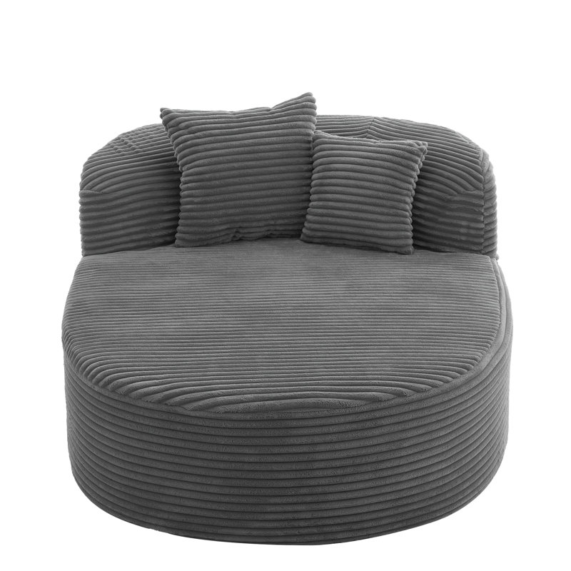 Modern Chaise Lounge Sofa Boneless Couch,Sofa Bed Compression Sofa Couch with Two Supportive Pillows for Living Room, Gray