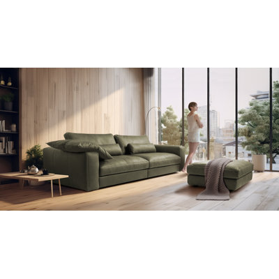 Grand canapé 4 places en cuir véritable Aniline Parven