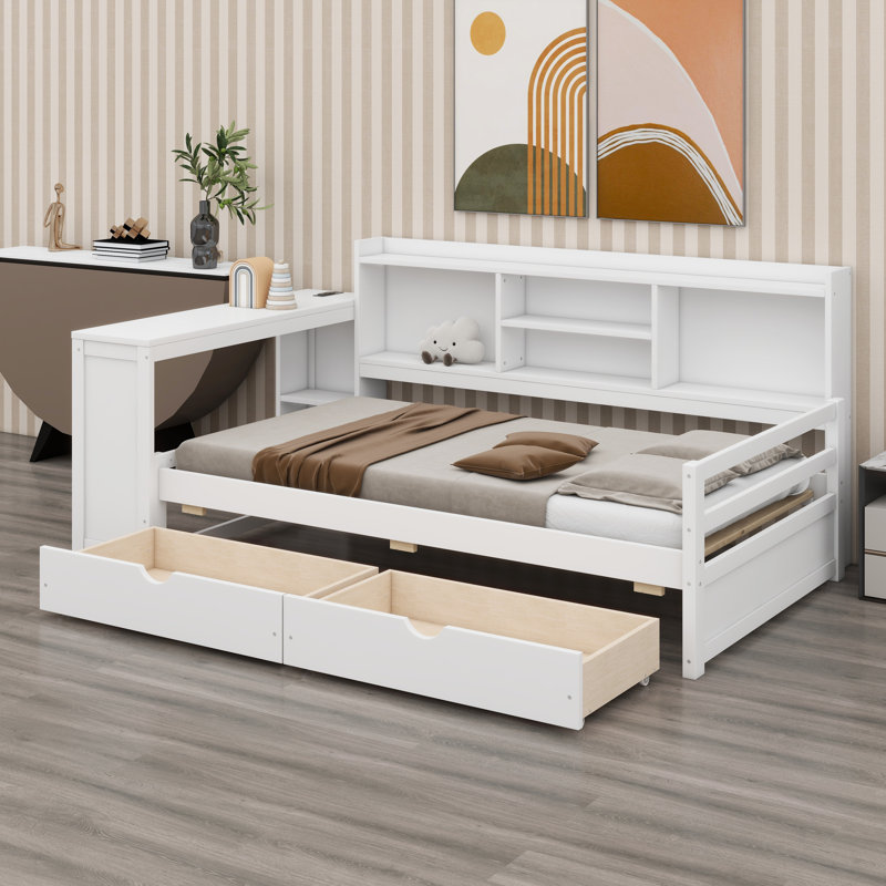 Canapé d'angle intelligent avec station de charge et espace de travail intégrés, Blanc