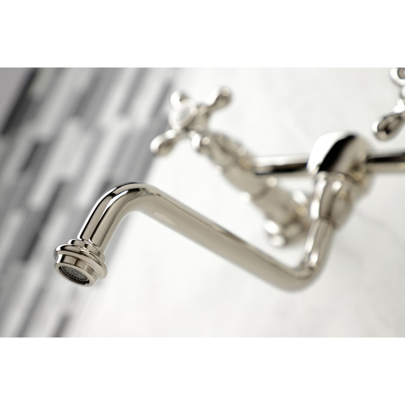 Heritage Polished Nickel Wall Mount Bathroom Faucet