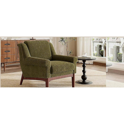 Fauteuil d'appoint moderne avec accoudoirs évasés, fauteuil rembourré, fauteuil de style Mid-Century moderne avec pieds en bois massif, fauteuil de lecture ergonomique pour le salon, la chambre à coucher