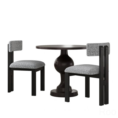 Ensemble de salle à manger 3 pièces, chaises rembourrées avec pieds en métal et table de salle à manger ronde
