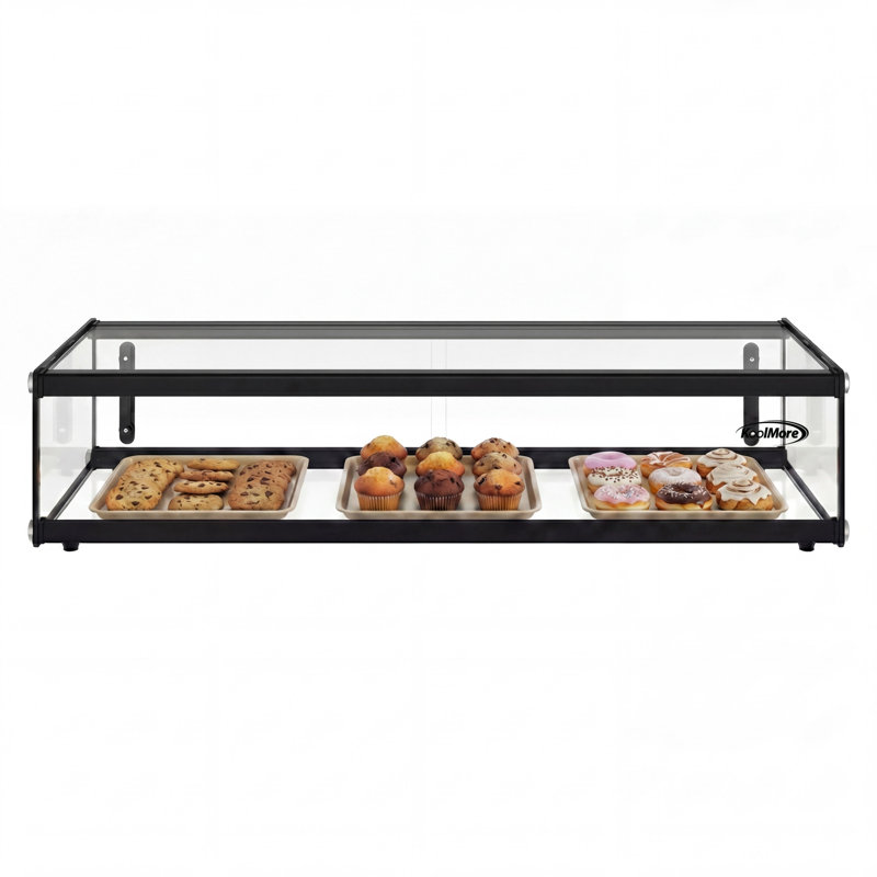 Vitrine de boulangerie plate et sèche 1,5 pi cu avec décorations en aluminium noir