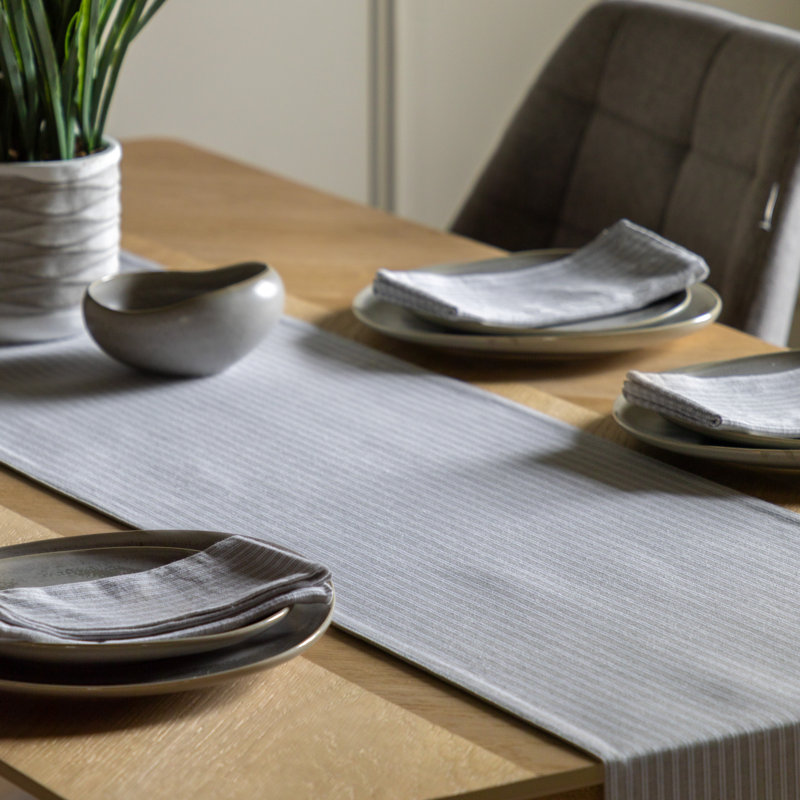Woven Striped Table Runner Grey 360X2500mm