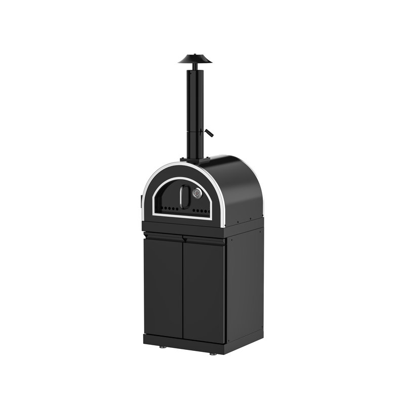 SERA Outdoor Kitchen Pizza Oven with Cart – 15,355 BTU Gas Pizza Oven, 304 Stainless Steel with Black Finish, Freestanding Modular Cooking Station (LP)